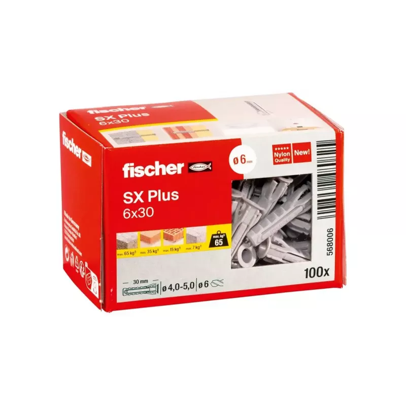 Taco expansivo Fischer 568006 30 mm nailon 6 mm 100 uds.