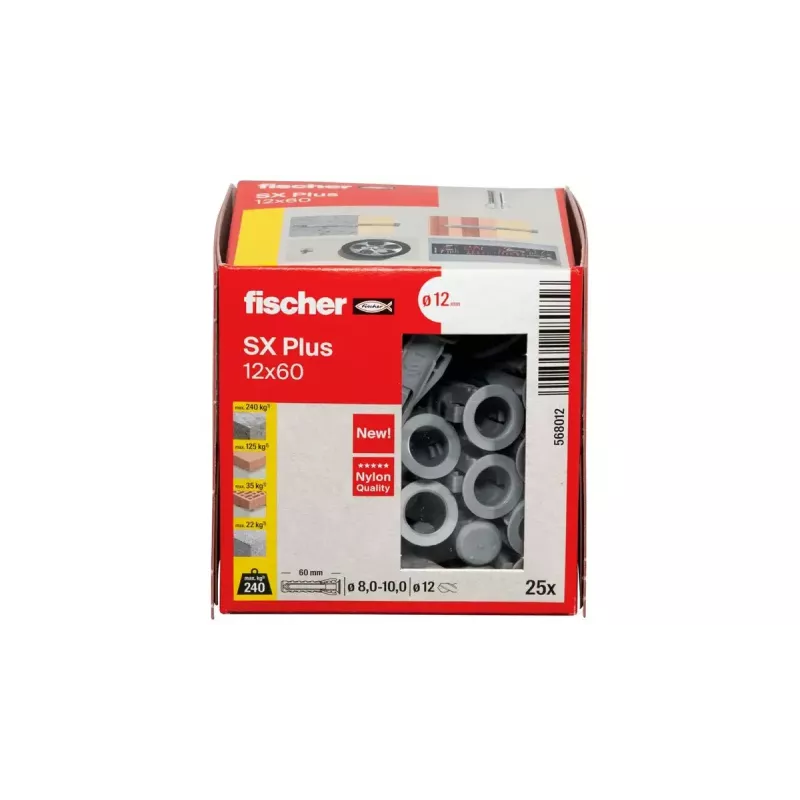 Taco expansivo Fischer 568012 60 mm nailon 25 uds.