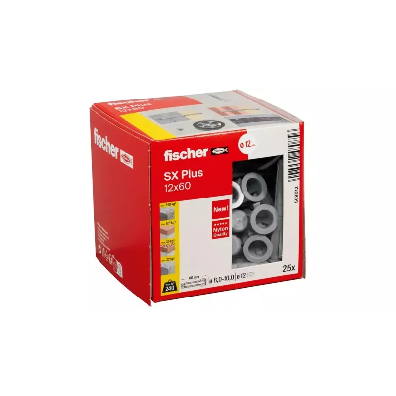 Taco expansivo Fischer 568012 60 mm nailon 25 uds.