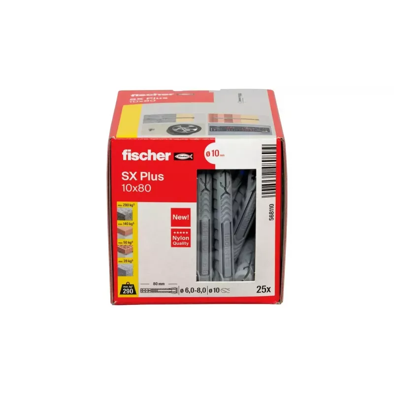 Anclaje de expansión Fischer 568110 80 mm nailon 25 uds.