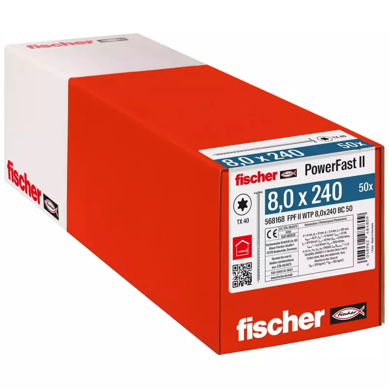 Tornillo Fischer PowerFast II 8,0x240 TK TX TG blvz 50