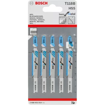 Hoja de sierra de calar Bosch T 118 B acero rápido HSS 5 uds.