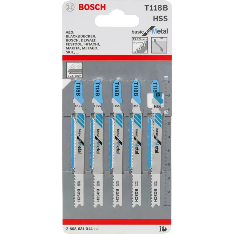 Hoja de sierra de calar Bosch T 118 B acero rápido HSS 5 uds.