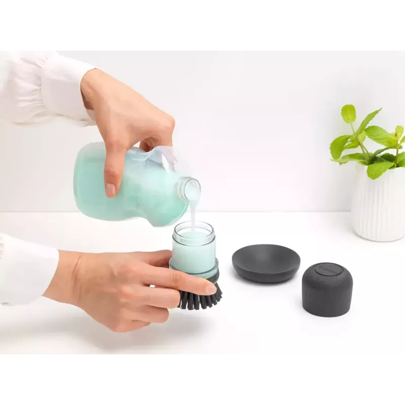 Brabantia 302626 cepillo para platos con dispensador de jabón, gris oscuro