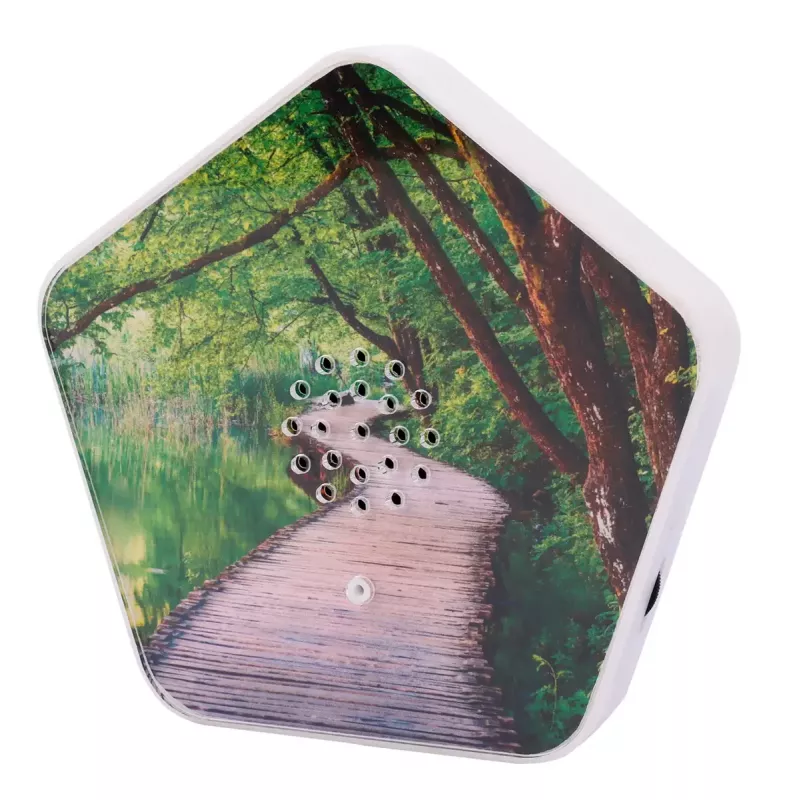 Máquina de sonido Olympia Sounds of Nature, blanca, dimensiones compactas 135×30×130 mm