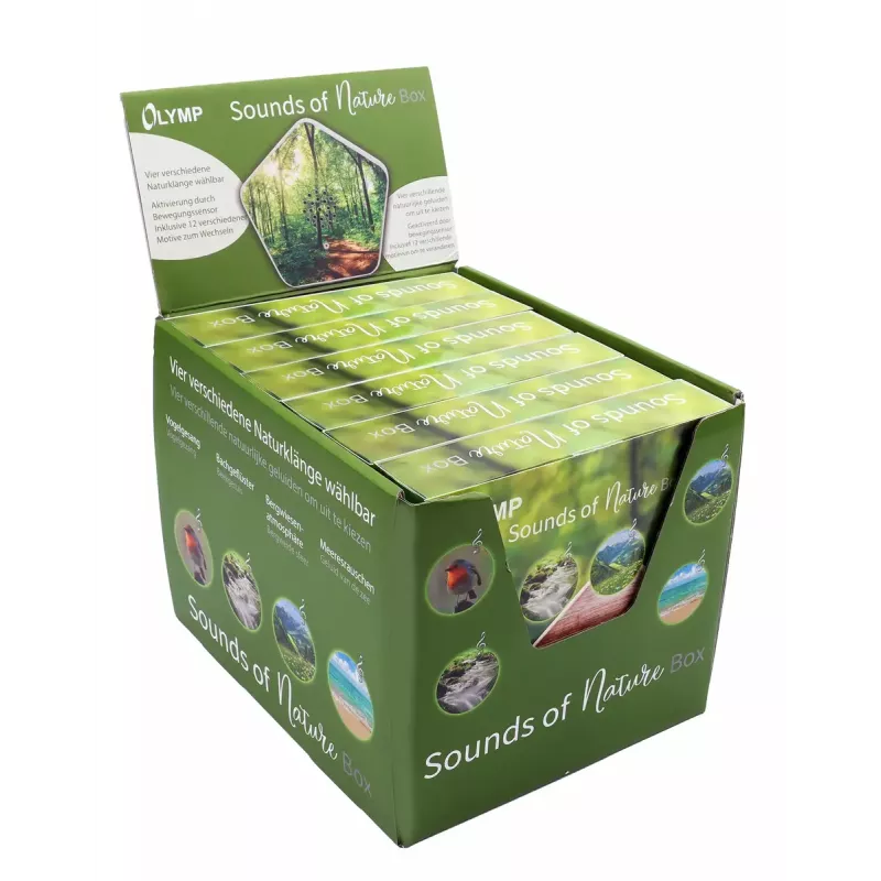Máquina de sonido Olympia Sounds of Nature, blanca, dimensiones compactas 135×30×130 mm