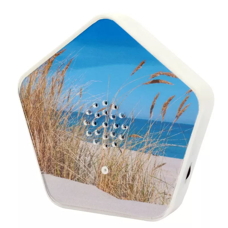 Máquina de sonido Olympia Sounds of Nature, blanca, dimensiones compactas 135×30×130 mm