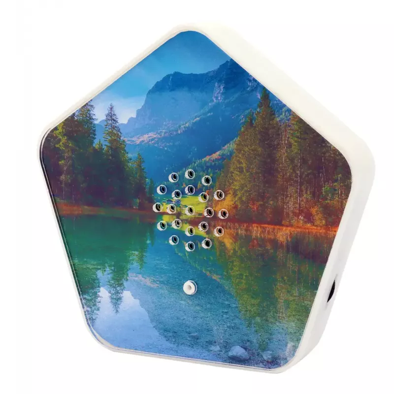 Máquina de sonido Olympia Sounds of Nature, blanca, dimensiones compactas 135×30×130 mm