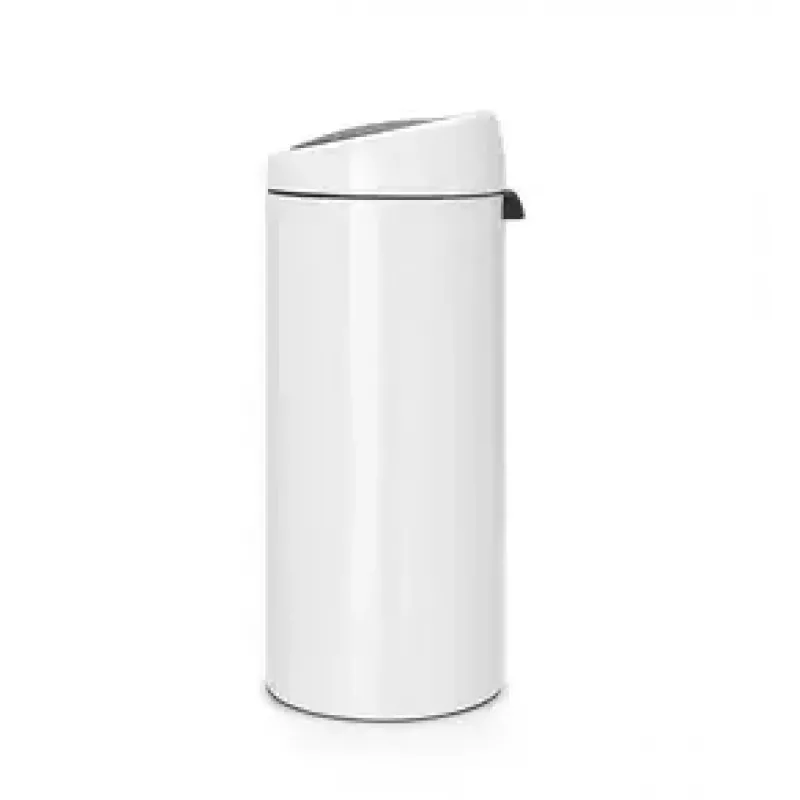 Cubo de basura con apertura táctil Brabantia 30L redondo plástico acero inoxidable blanco