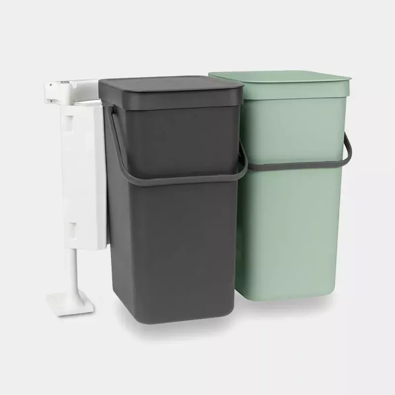 Cubo de basura Brabantia Sort & Go rectangular de plástico verde gris ancho 520 mm fondo 370 mm alto 430 mm