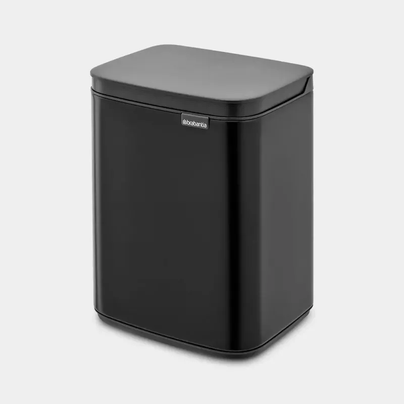Cubo de basura Brabantia Bo 4 l rectangular, carcasa de acero, negro, 200×172×272 mm