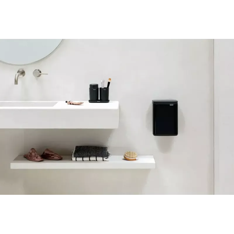 Cubo de basura Brabantia Bo 4 l rectangular, carcasa de acero, negro, 200×172×272 mm