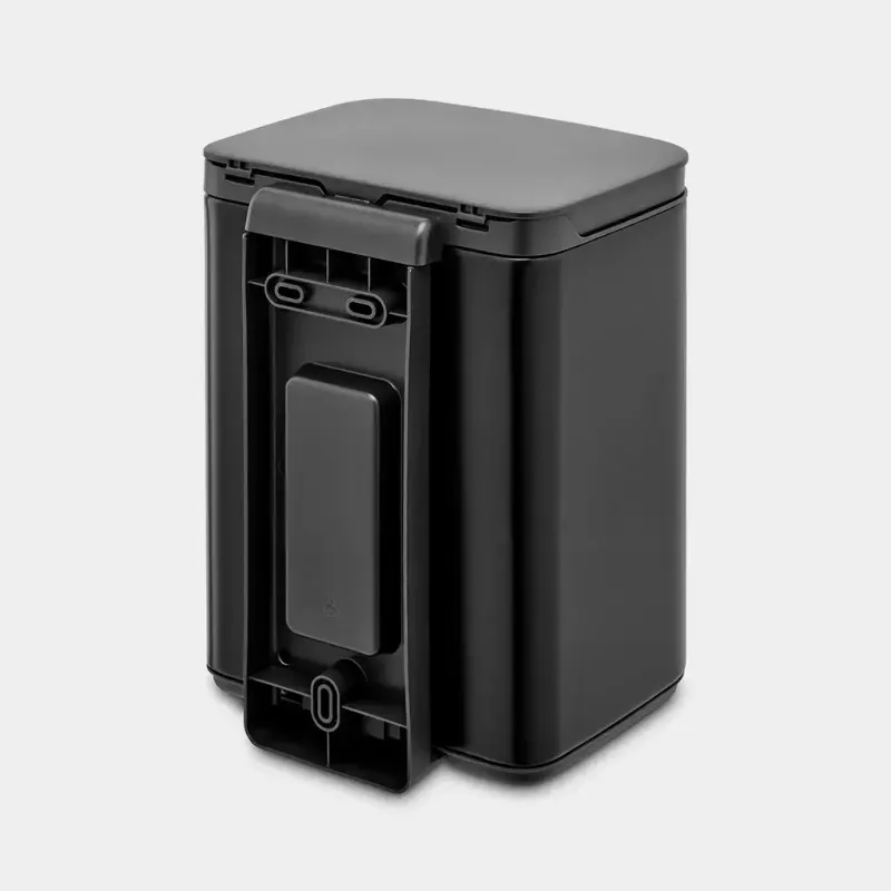 Cubo de basura Brabantia Bo 4 l rectangular, carcasa de acero, negro, 200×172×272 mm