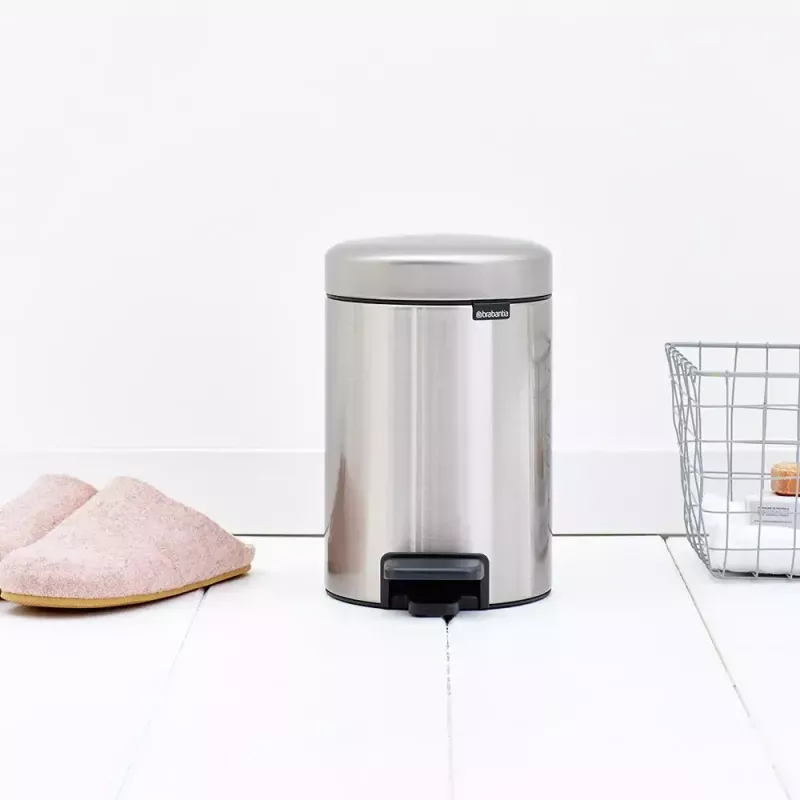 Cubo de basura con pedal Brabantia newIcon redondo acero inoxidable cepillado