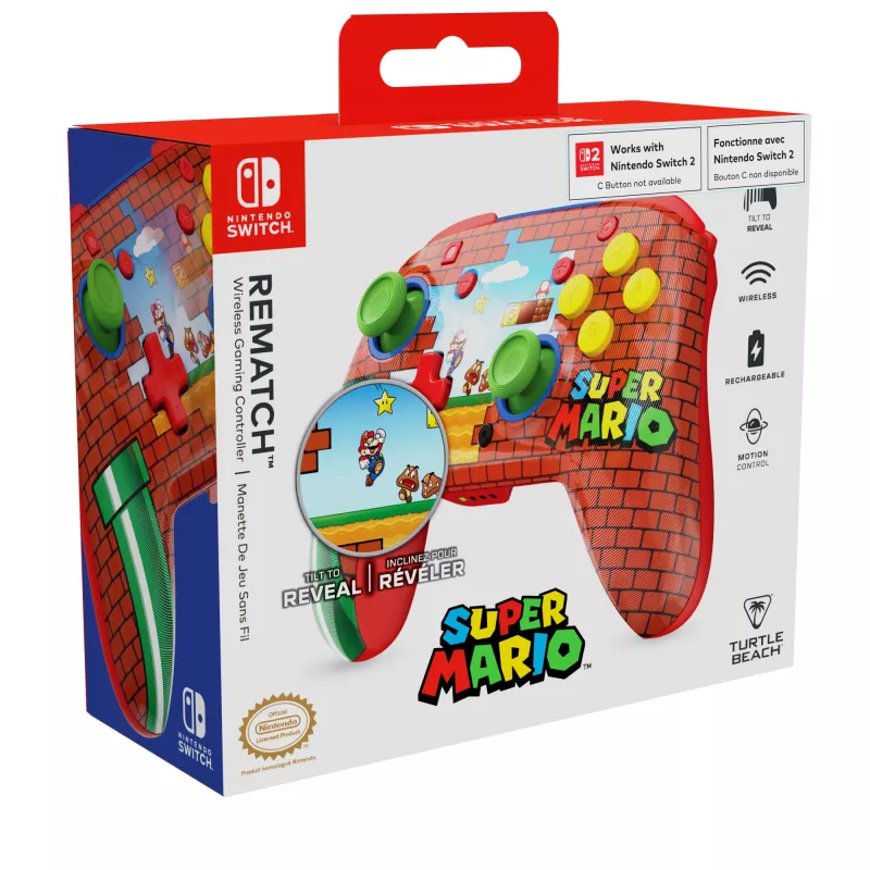 Turtle Beach Rematch Mando inalámbrico para Nintendo Switch, Mario Bricks Reveal