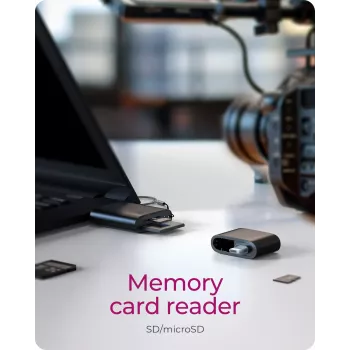 Lector de tarjetas 2 en 1 ICY BOX con interfaz USB Type-A y USB Type-C