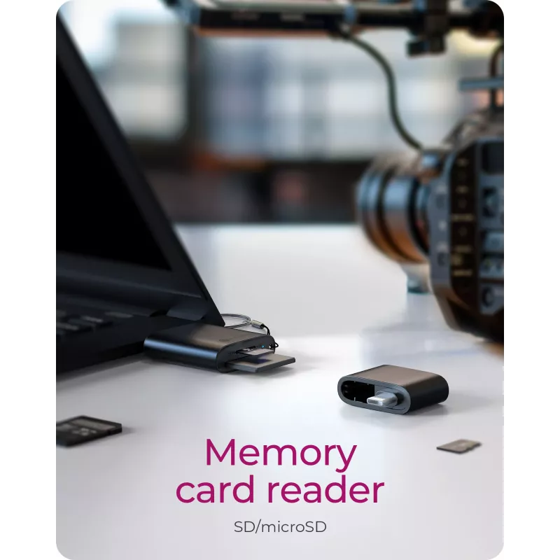 Lector de tarjetas 2 en 1 ICY BOX con interfaz USB Type-A y USB Type-C