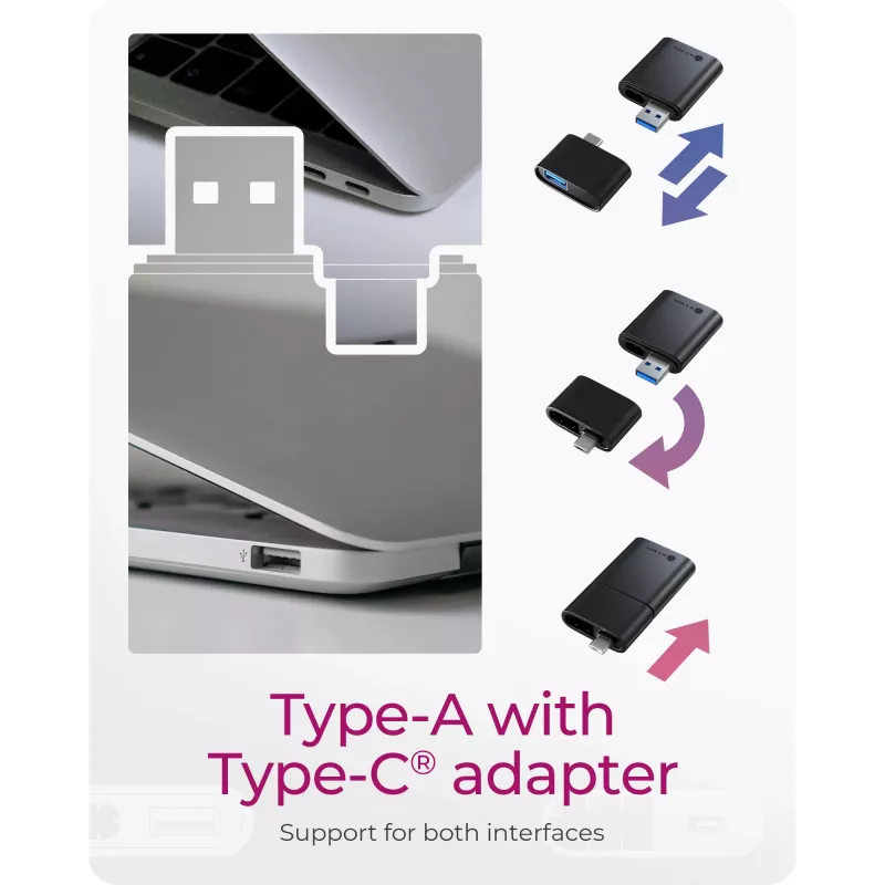 Lector de tarjetas 2 en 1 ICY BOX con interfaz USB Type-A y USB Type-C