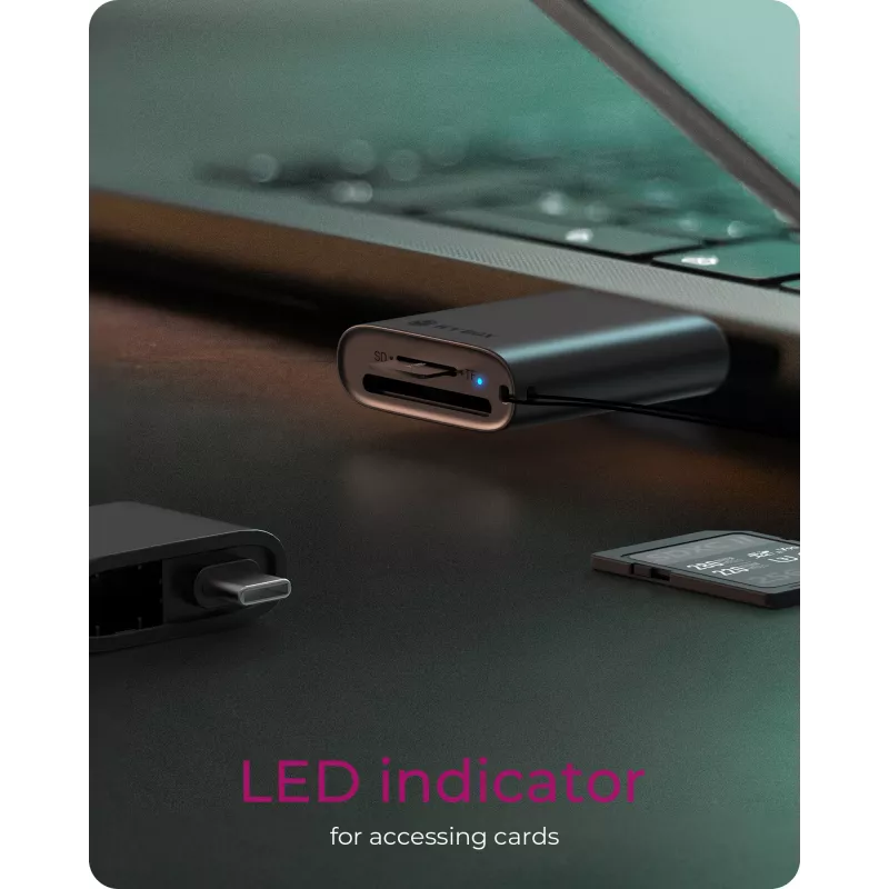 Lector de tarjetas 2 en 1 ICY BOX con interfaz USB Type-A y USB Type-C