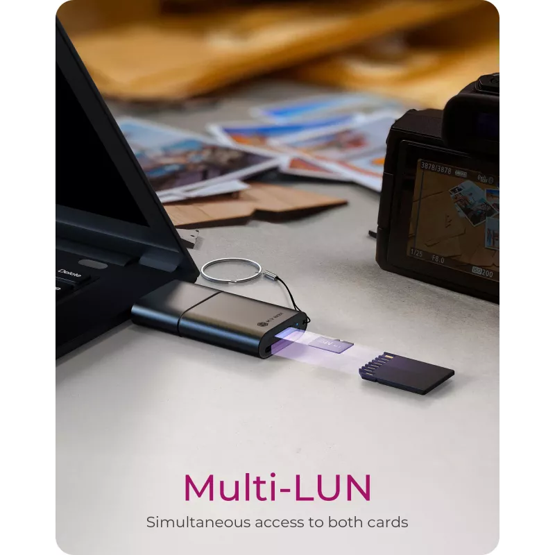 Lector de tarjetas 2 en 1 ICY BOX con interfaz USB Type-A y USB Type-C