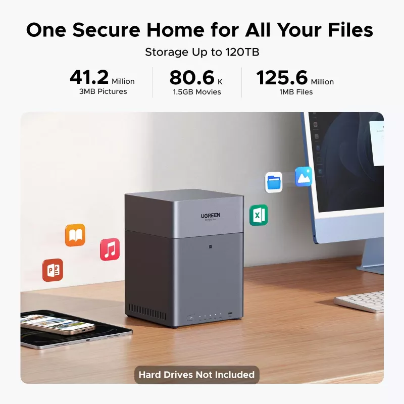 UGREEN NAS DH4300 Plus 4 bahías 120TB con 2.5GbE y USB-C