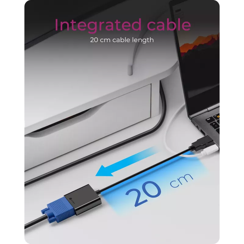 Adaptador HDMI a VGA IcyBox IB-AC502a — adaptador HDMI A (conector macho) a VGA (conector hembra)