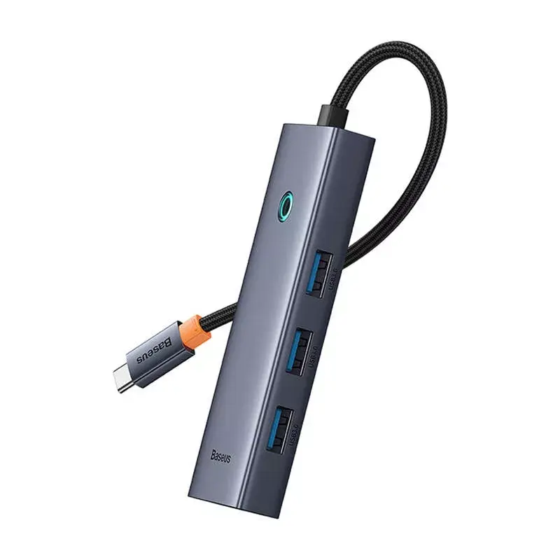 Hub 4en1 Baseus UltraJoy USB-C a USB 3.0 gris cable