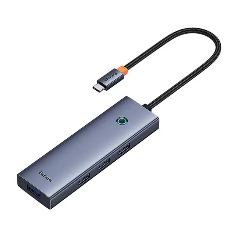 Hub 4en1 Baseus UltraJoy USB-C a USB 3.0 gris cable