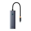 Hub 4en1 Baseus UltraJoy USB-C a USB 3.0 gris cable
