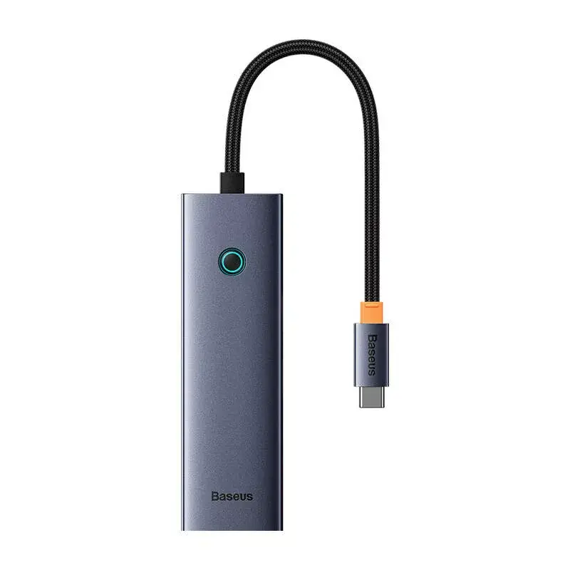 Hub 4en1 Baseus UltraJoy USB-C a USB 3.0 gris cable