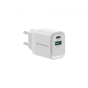 Cargador Conceptronic ALTHEA19W33 2 puertos 33W GaN USB PD, USB-C x 1, USB-A x 1, QC 3.0, PPS, PD 3.0