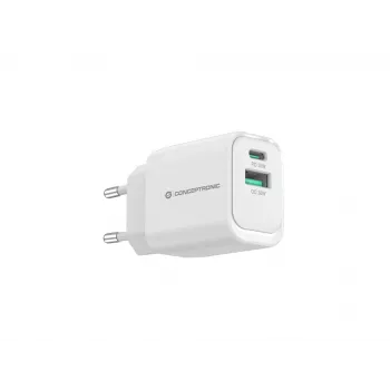Cargador Conceptronic ALTHEA19W33 2 puertos 33W GaN USB PD, USB-C x 1, USB-A x 1, QC 3.0, PPS, PD 3.0