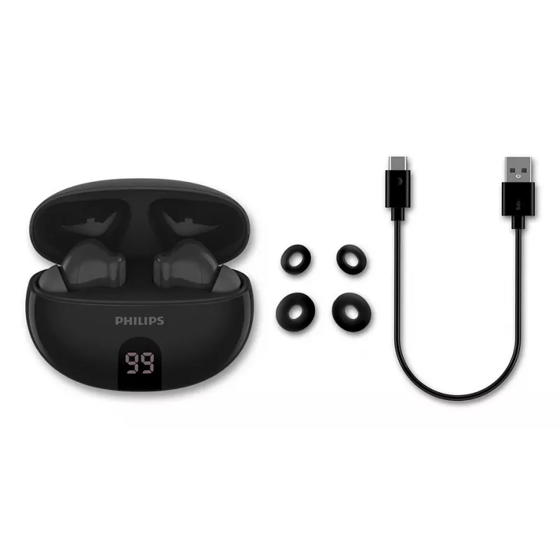 Auriculares inalámbricos in-ear Philips TAT2520BK/00 — Bluetooth, 20–20000 Hz, alcance 10 m, 40 g, negro