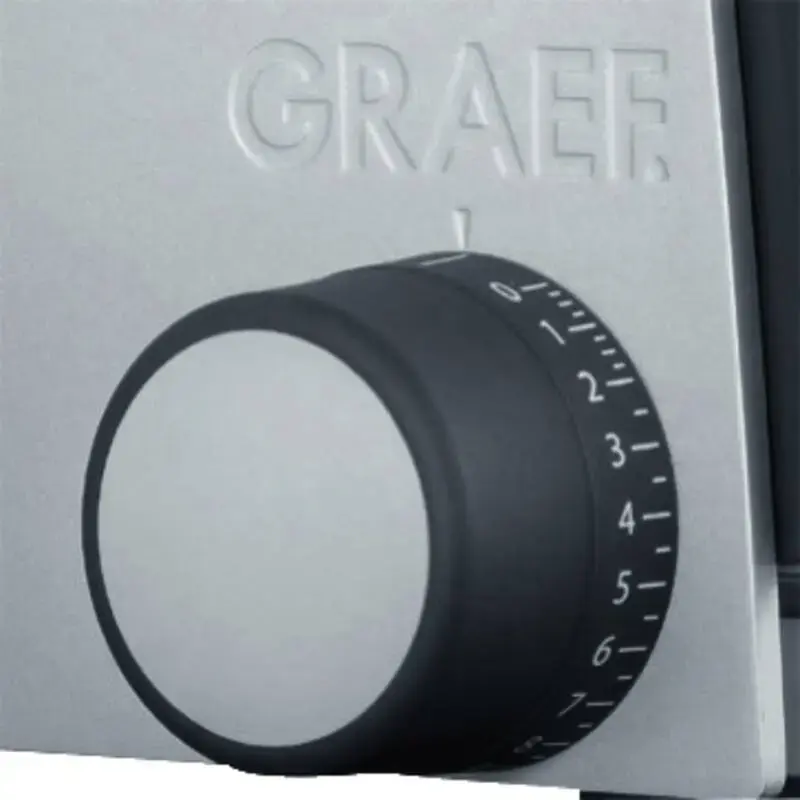 Cortadora eléctrica universal Graef G55 170 W, grosor de corte máx. 20 mm, metal gris, 230 V, medidas 230×325×240 mm