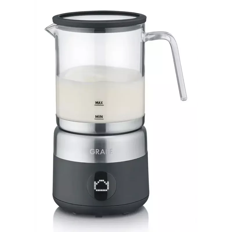 Espumador de leche Graef MS802 automático — 600 W, jarra de cristal, acero inoxidable y negro