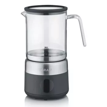 Espumador de leche Graef MS802 automático — 600 W, jarra de cristal, acero inoxidable y negro