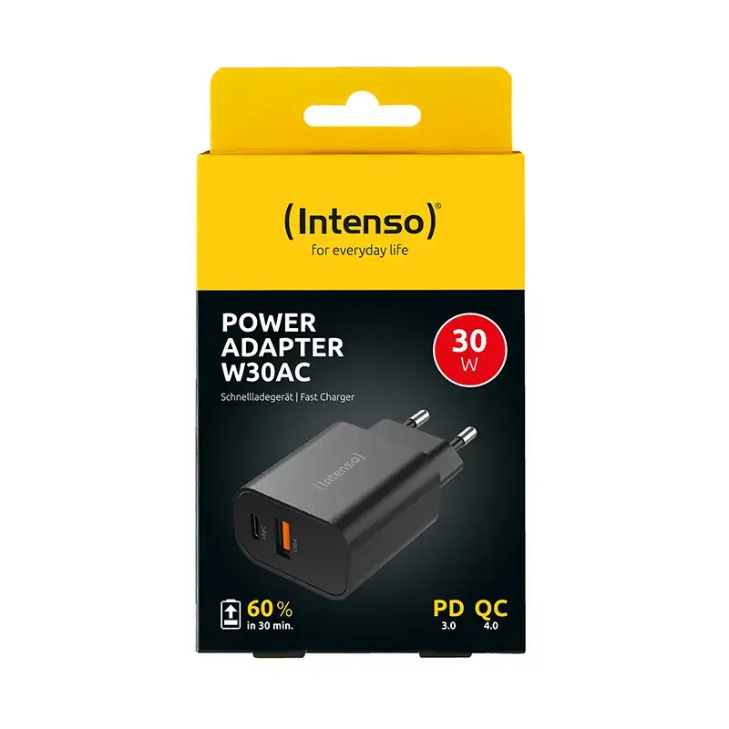 Fuente de alimentación Intenso W30AC 30 W USB-A USB-C negra