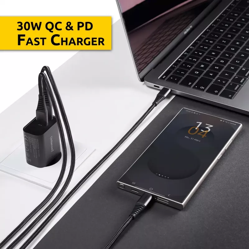Fuente de alimentación Intenso W30AC 30 W USB-A USB-C negra