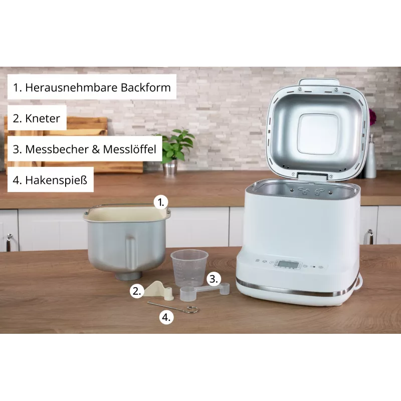Máquina de pan Unold Esge Backmeister Bernd 68120 — 550 W, peso máx. del pan 1 kg, blanca, carcasa de plástico