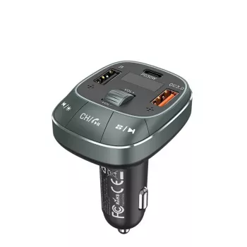 Cargador de coche Vention 3 puertos USB (USB-C + 2× USB-A) 30W/18W/5W negro