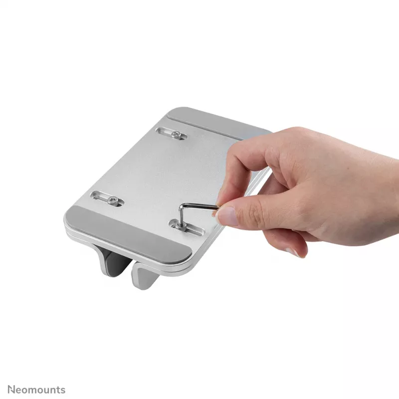 Neomounts NSLS300SILVER soporte vertical para portátil, 11–17 pulgadas, máx. 5 kg, aluminio, ajuste de altura 42 mm, ajuste de anchura 150 mm, ajuste de profundidad 92 mm, plata