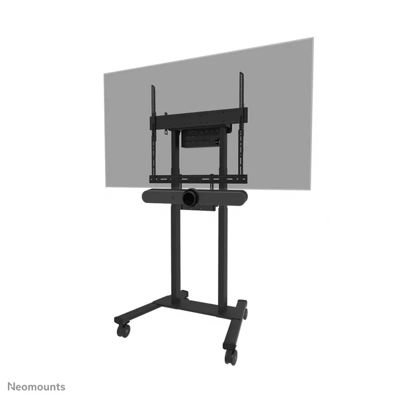 Kit de bandeja para videobar y portátil Neomounts AV60-500BL para pantallas de 43–110 inch, VESA hasta 600x400, carga máx. 8 kg, ancho 900 mm