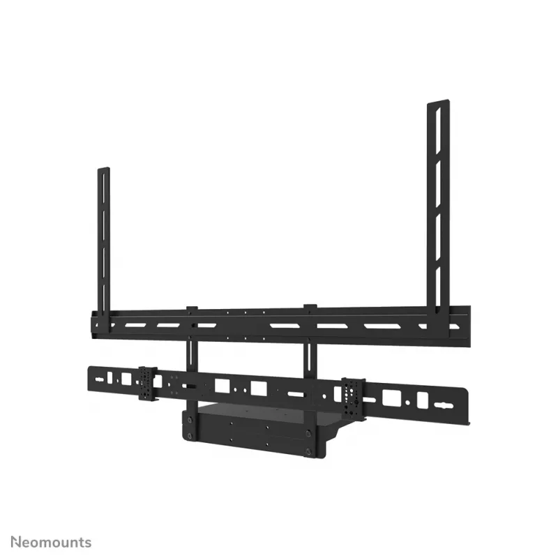 Kit de bandeja para videobar y portátil Neomounts AV60-500BL para pantallas de 43–110 inch, VESA hasta 600x400, carga máx. 8 kg, ancho 900 mm