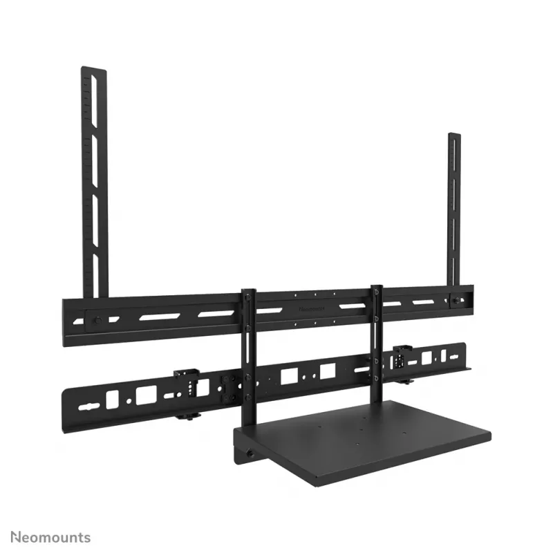 Kit de bandeja para videobar y portátil Neomounts AV60-500BL para pantallas de 43–110 inch, VESA hasta 600x400, carga máx. 8 kg, ancho 900 mm