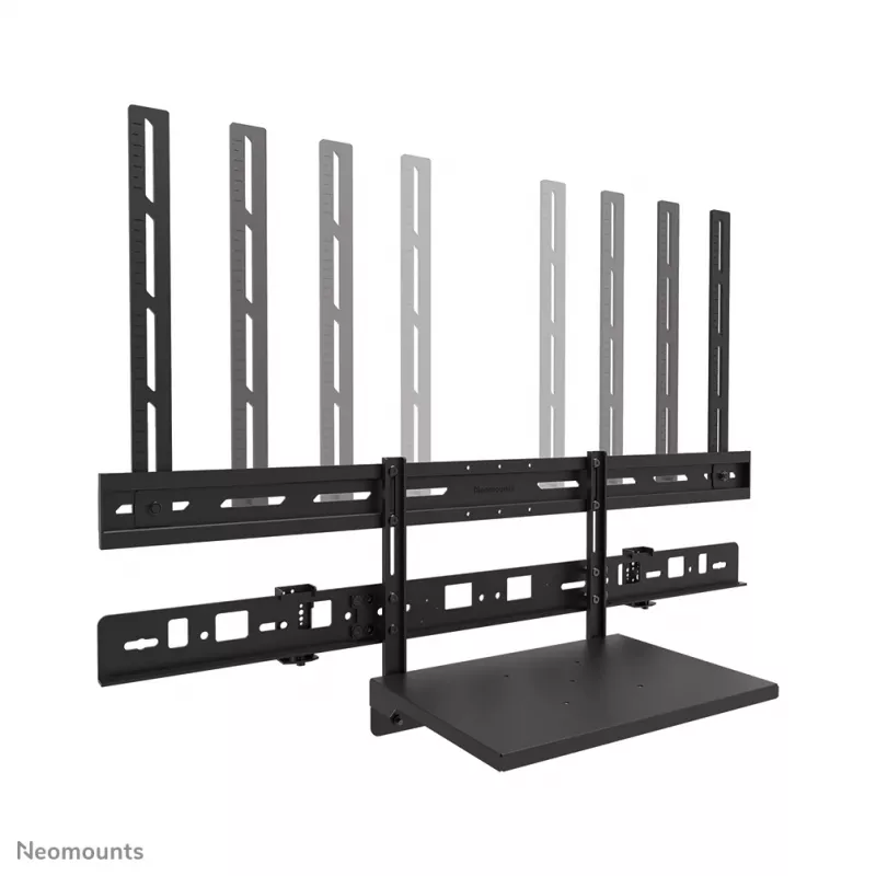 Kit de bandeja para videobar y portátil Neomounts AV60-500BL para pantallas de 43–110 inch, VESA hasta 600x400, carga máx. 8 kg, ancho 900 mm