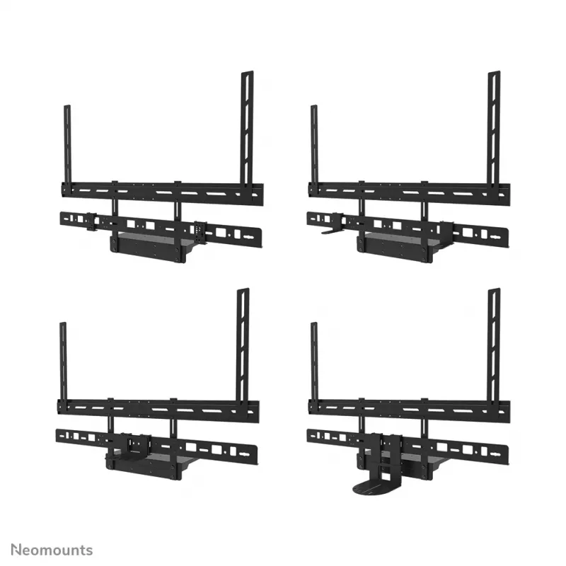 Kit de bandeja para videobar y portátil Neomounts AV60-500BL para pantallas de 43–110 inch, VESA hasta 600x400, carga máx. 8 kg, ancho 900 mm