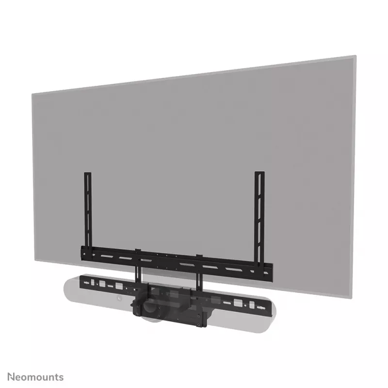 Kit de bandeja para videobar y portátil Neomounts AV60-500BL para pantallas de 43–110 inch, VESA hasta 600x400, carga máx. 8 kg, ancho 900 mm