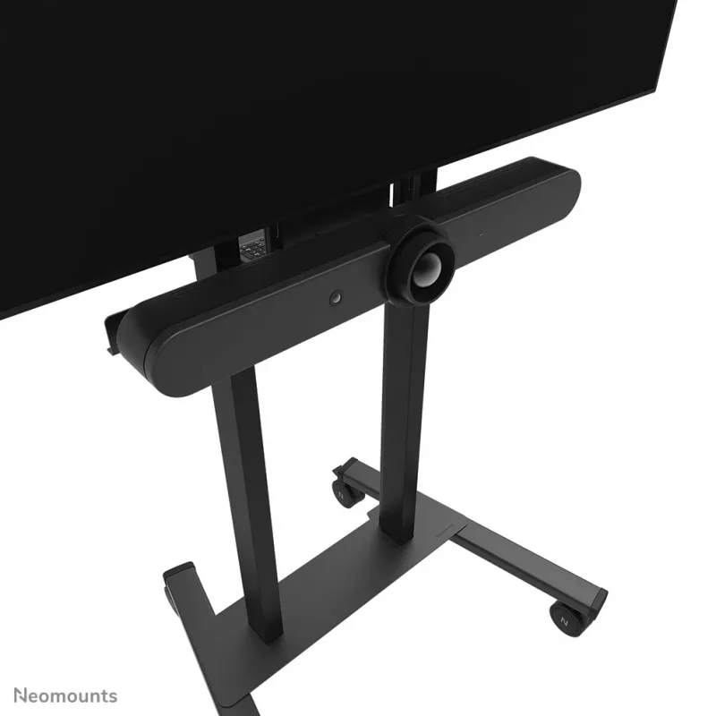Kit de bandeja para videobar y portátil Neomounts AV60-500BL para pantallas de 43–110 inch, VESA hasta 600x400, carga máx. 8 kg, ancho 900 mm