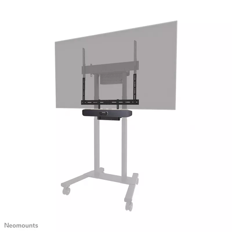 Kit de bandeja para videobar y portátil Neomounts AV60-500BL para pantallas de 43–110 inch, VESA hasta 600x400, carga máx. 8 kg, ancho 900 mm