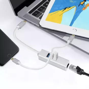 Hub USB Helos 288390 Type-C 5000 Mbit/s Plateado